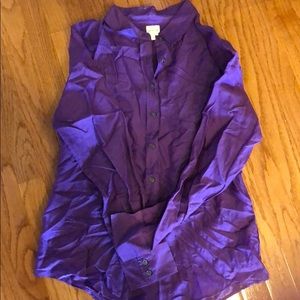 Purple Sheer Button Down Blouse